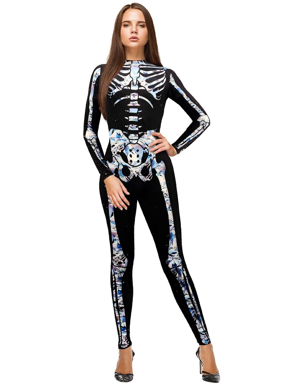 6246 Silver Skeleton Costume - Halloween Bodysuit for Trick or Treat